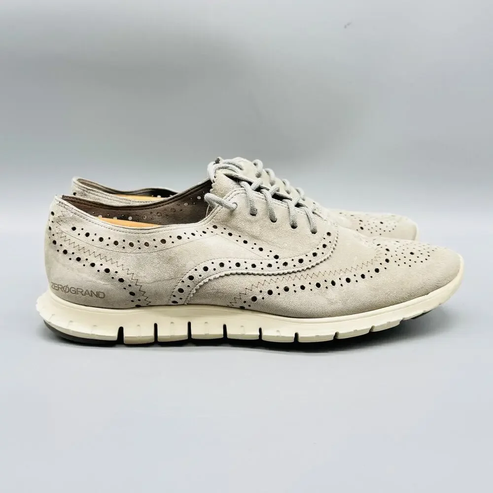Cole Haan Shoes Womens 9.5 Gray Suede Zerogrand Wingtip Oxford Sneakers Brogue